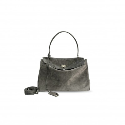 BALENCIAGA WOMEN'S RODEO HANDBAG MEDIUM IN STORM GREY 7897792AB4G1143 (35*23*11cm)